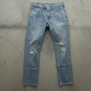 Abercrombie Fitch Jeans Mens Size 31x30 Blue Langdon Skinny Stretch Distressed
